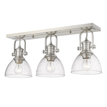  3118-3SF PW-SD - Hines 3-Light Semi-Flush in Pewter with Seeded Glass